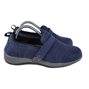 OrthOFeet Women Casual Slip On Shoes Blue Size 9.5 Wide Loafers